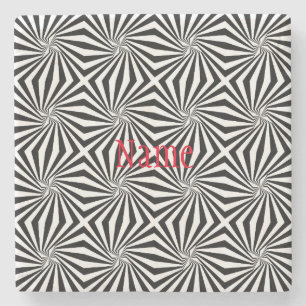 Black White Radiating Pattern Thunder_Cove  Stone Coaster