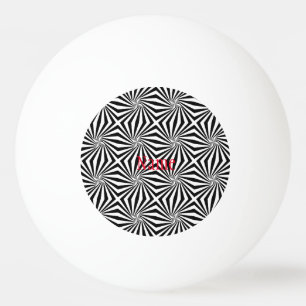 Black White Radiating Pattern Thunder_Cove Stone M Ping Pong Ball