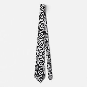 Black White Radiating Pattern Thunder_Cove Tie
