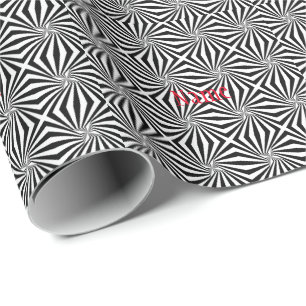 Black White Radiating Pattern Thunder_Cove  Wrapping Paper