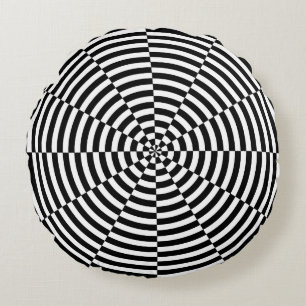 Black & White Radiation by Kenneth Yoncich Round Cushion