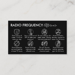 Black White Radio Frequency Skin Tighten Aftercare Business Card
