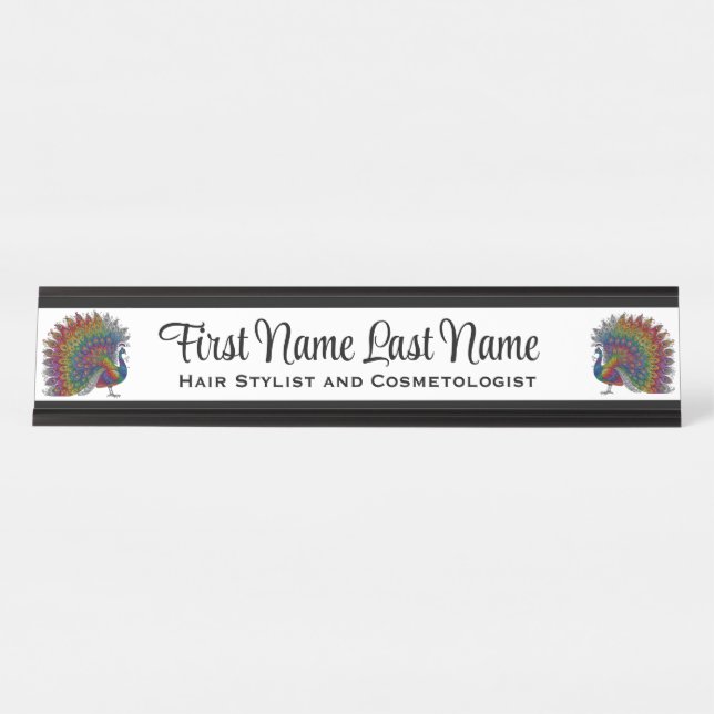 Black & White Rainbow Peacock Station Name Plate (Front)