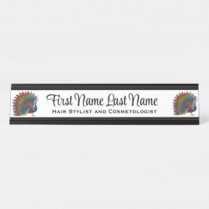 Black & White Rainbow Peacock Station Name Plate