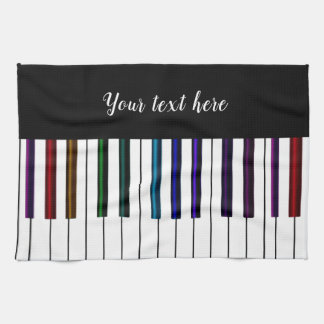Black White Rainbow Piano Key Music Tea Towel