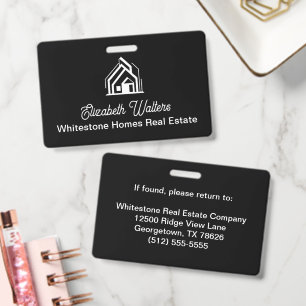 Black White Real Estate Company Custom Realtor ID Badge
