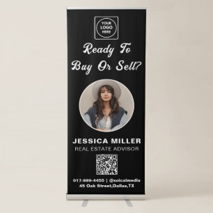 Black White Realtor Photo Real Estate Promotion Retractable Banner