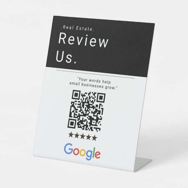  Black & White Realtor Review Us QR Code Sign  (Front)