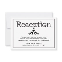 Black & White Reception Lovebirds Hearts Wedding