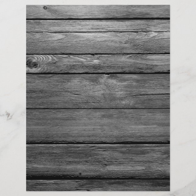 Black & White Reclaimed Barn Board Scrapbook Paper (Front)