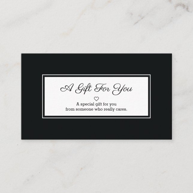 Black White Rectangle Frame Gifting Discount Card (Front)
