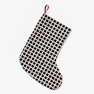 Black White Red Abstract Pattern Chic Small Christmas Stocking