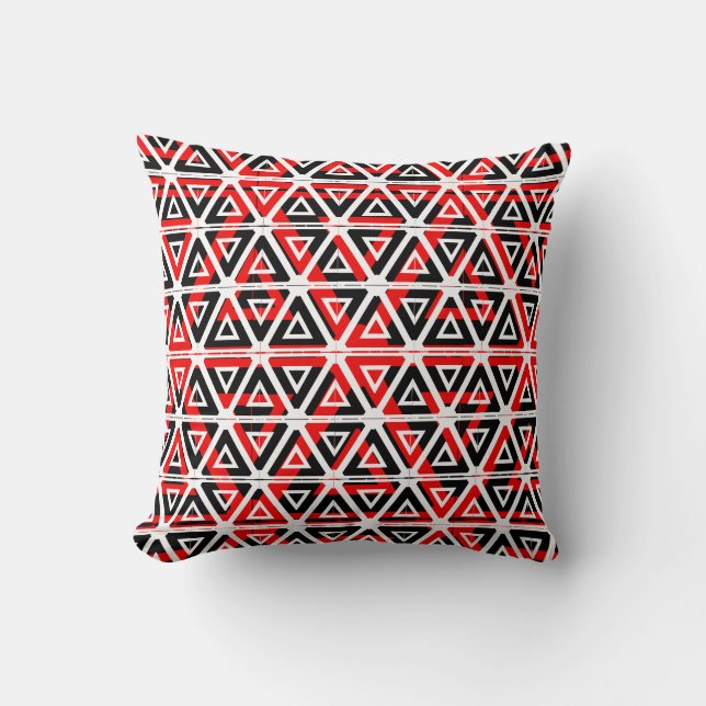 Black,white, red  abstract pattern solid back cushion (Front)