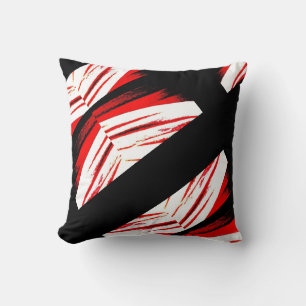 Black, white red,  abstract pattern solid back cushion