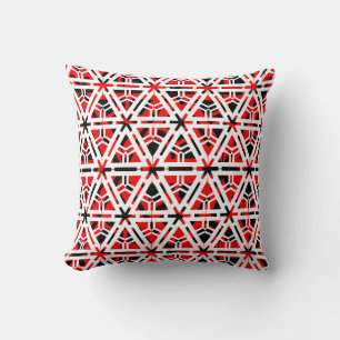 Black,white, red abstract pattern solid back cushion