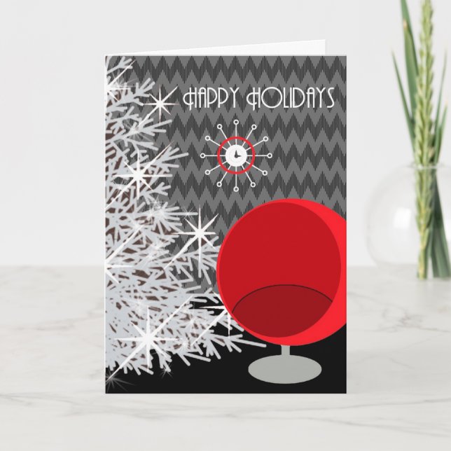 Black White Red Art Christmas Card (Front)