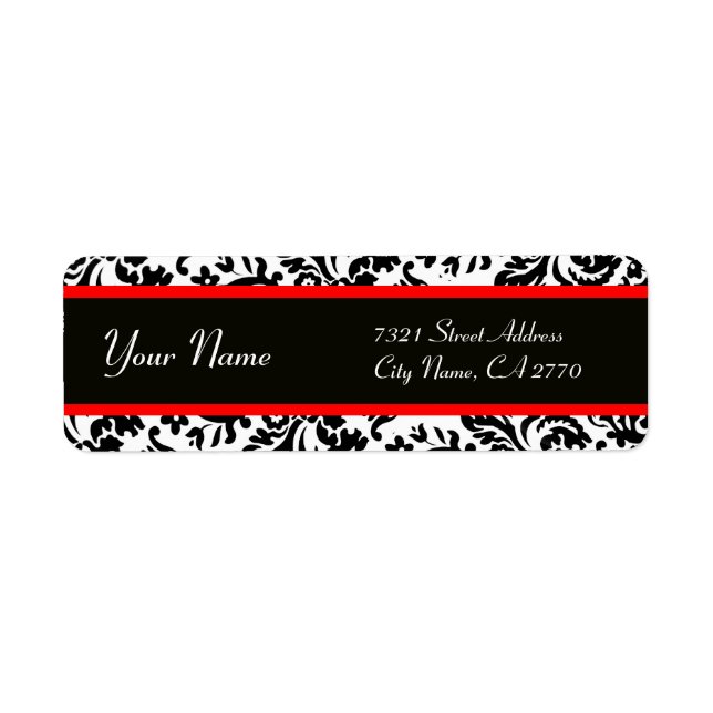 BLACK WHITE RED ART NOUVEAU DAMASK (Front)