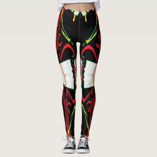 Black, white, red Beetle Juice Leggings