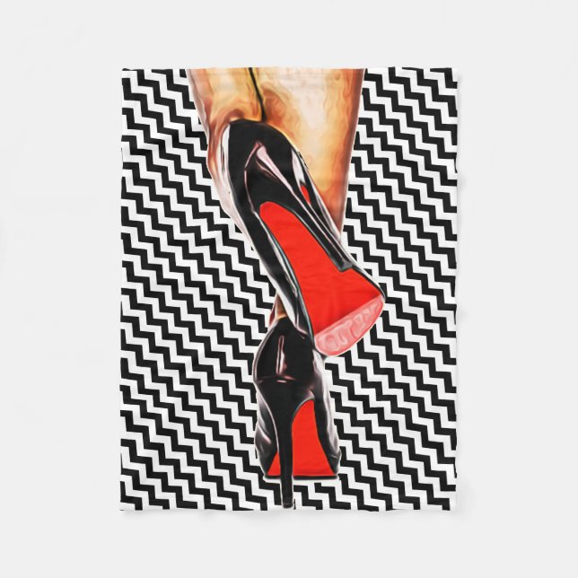 Black White Red Bottom Shoes Heels Pumps Fashion Fleece Blanket (Front)