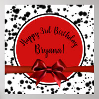 Black White Red Bow Dalmatian Spots Birthday Party