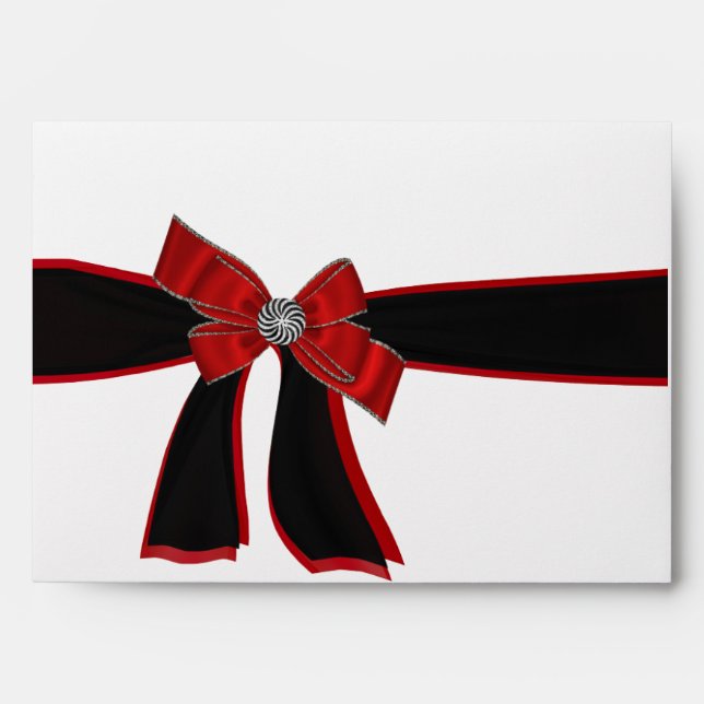 Black,White,Red,Bow Rhinestone Envelope (Front)