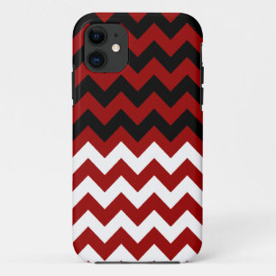 black, white & red chevron ~ patterns iPhone 11 case