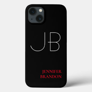 Black White Red Chic Monogrammed Add Name Case-Mate iPhone Case