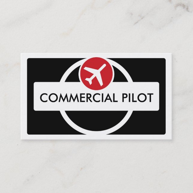Black white red custom pilot business cards (Front)