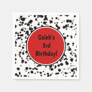 Black White Red Dalmatian Spots Birthday Party Napkin