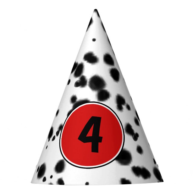 Black White Red Dalmatian Spots Birthday Party Party Hat (Front)