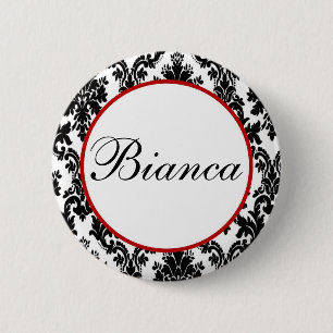 Black White Red Damask Bridal Party 6 Cm Round Badge
