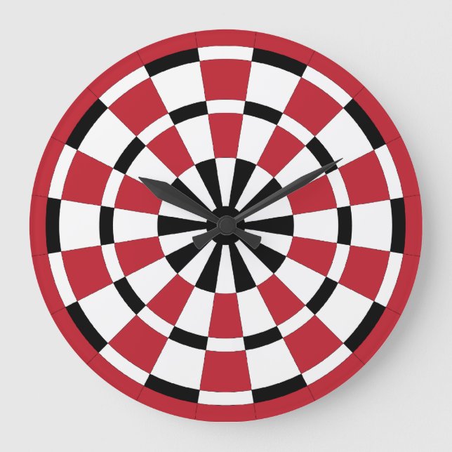 Black White & Red Dartboard Large Clock (Front)