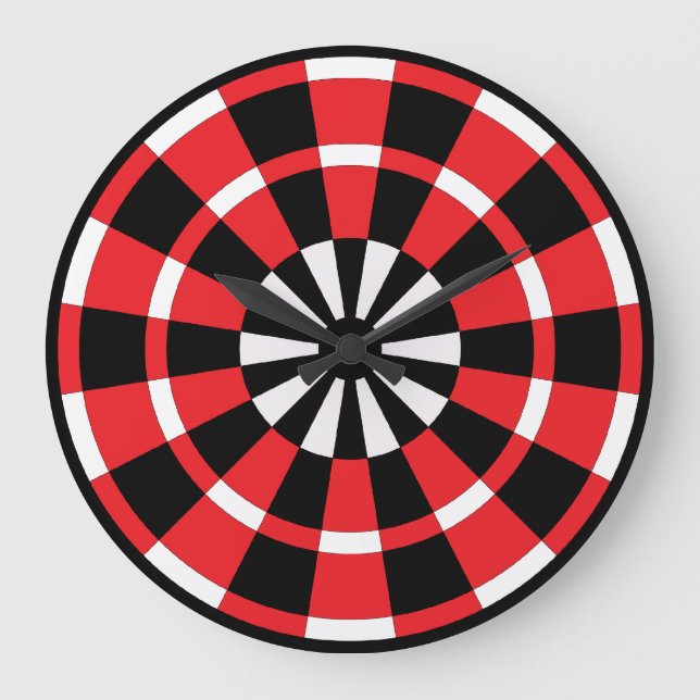 Black White & Red Dartboard Large Clock (Front)