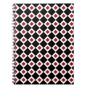 Black, White, Red Diamond Pattern Notebook