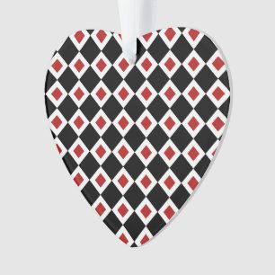 Black, White, Red Diamond Pattern Ornament