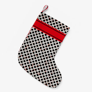 Black White Red Elegant Pattern Chic Small Christmas Stocking