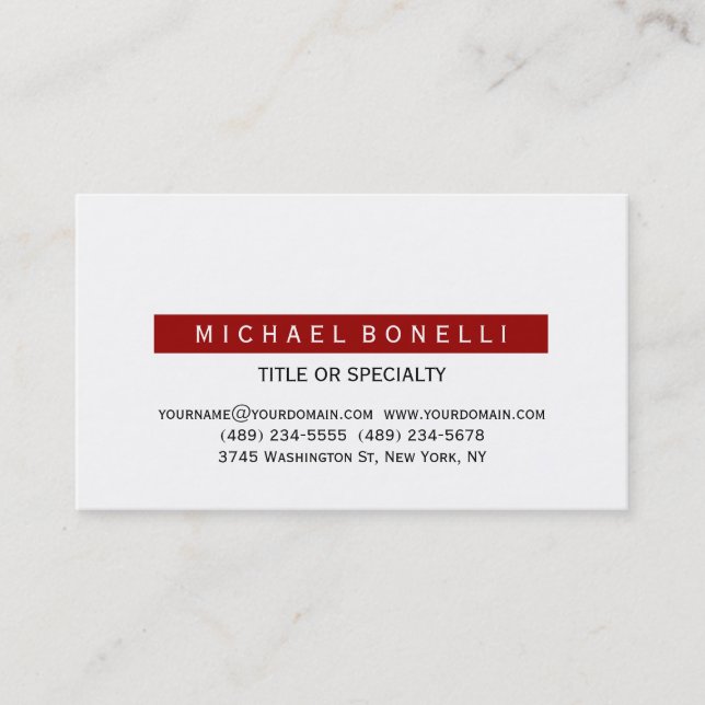 Black White Red Engaging Charming Business Card (Front)