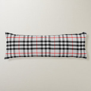 Black White Red Gingham Classic Chequered Fabric Body Cushion