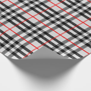 Black White Red Gingham Classic Chequered Fabric Wrapping Paper