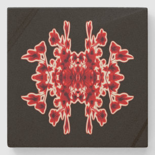 Black White Red Graphic Abstract Pattern Stone Coaster