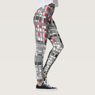 black, white & red leggings