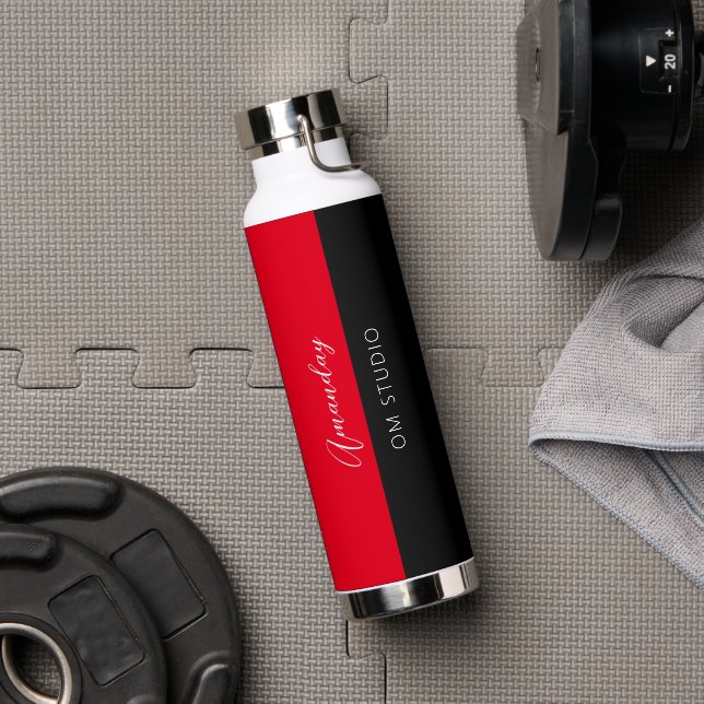 Black White Red Logo Name Makeup Artist  Water Bottle (Gym)