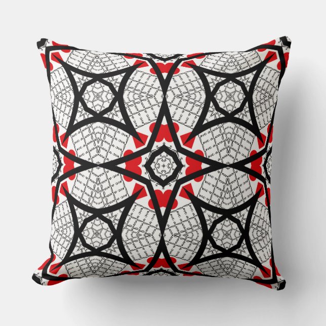 BLACK WHITE RED LOVE ALWAYS REPEAT WORDS SYMMETRY CUSHION (Front)