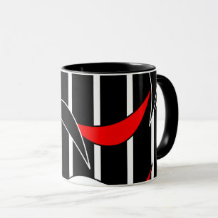 Black, white, red modern art mug