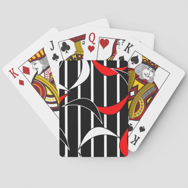 Black, white, red modern art playing cards (Back)