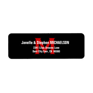 Black White Red Modern Monogram Ver 3 S306