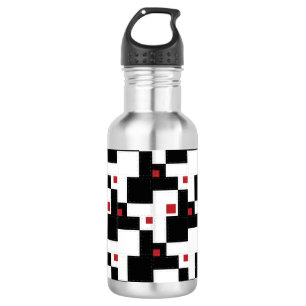 Black White Red Modern Vintage Patchwork 532 Ml Water Bottle