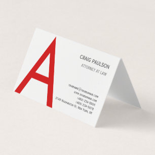 Black White Red Monogram Initial Letter Attorney Business Card