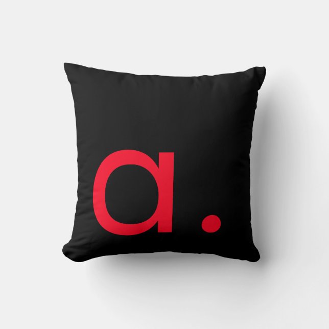 Black White Red Monogram Initial Letter Modern  Cushion (Front)