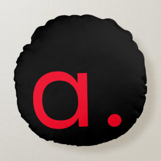 Black White Red Monogram Initial Letter Modern  Round Cushion